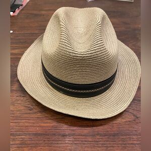Ponzano Straw Dress Hat Stylish Tan Fedora Hat with Brown Band